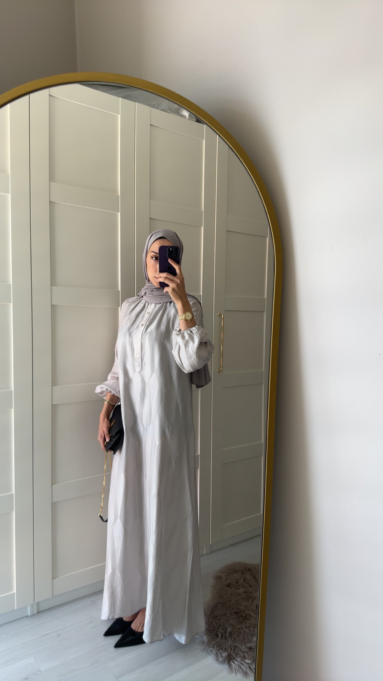 Gümüş Cupro Elbise ♡