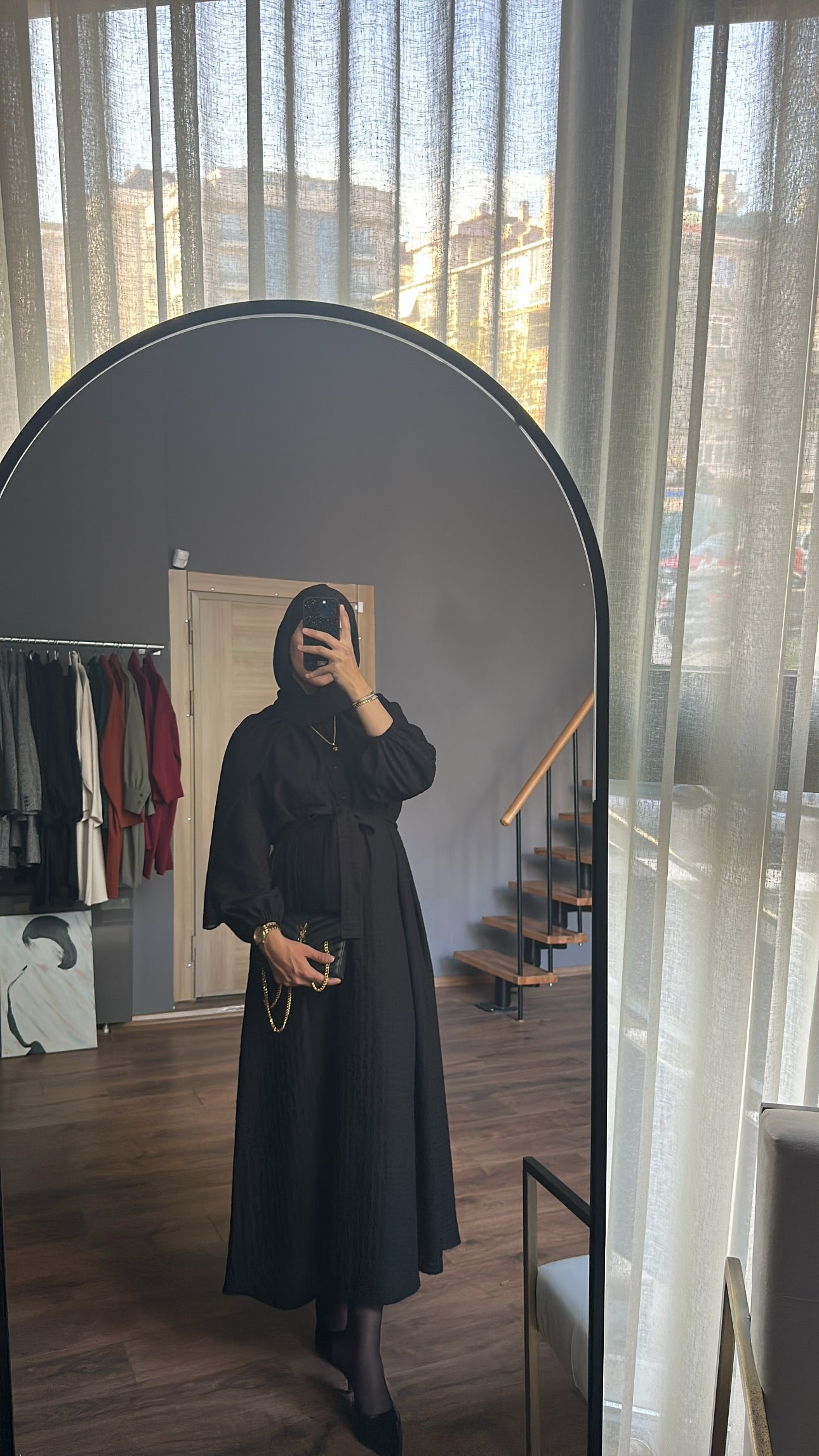 Siyah Natural Elbise ♡
