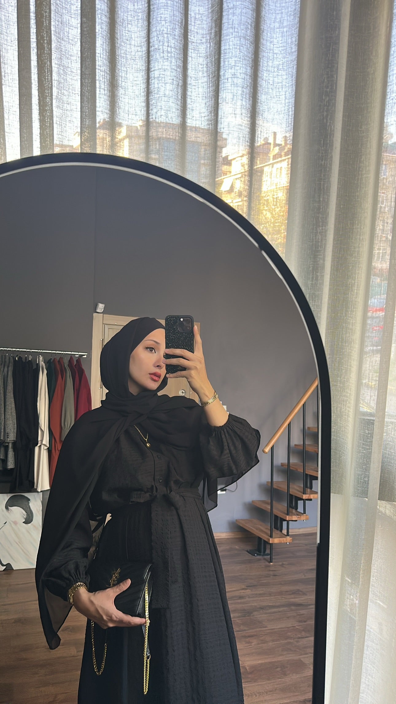 Siyah Natural Elbise ♡