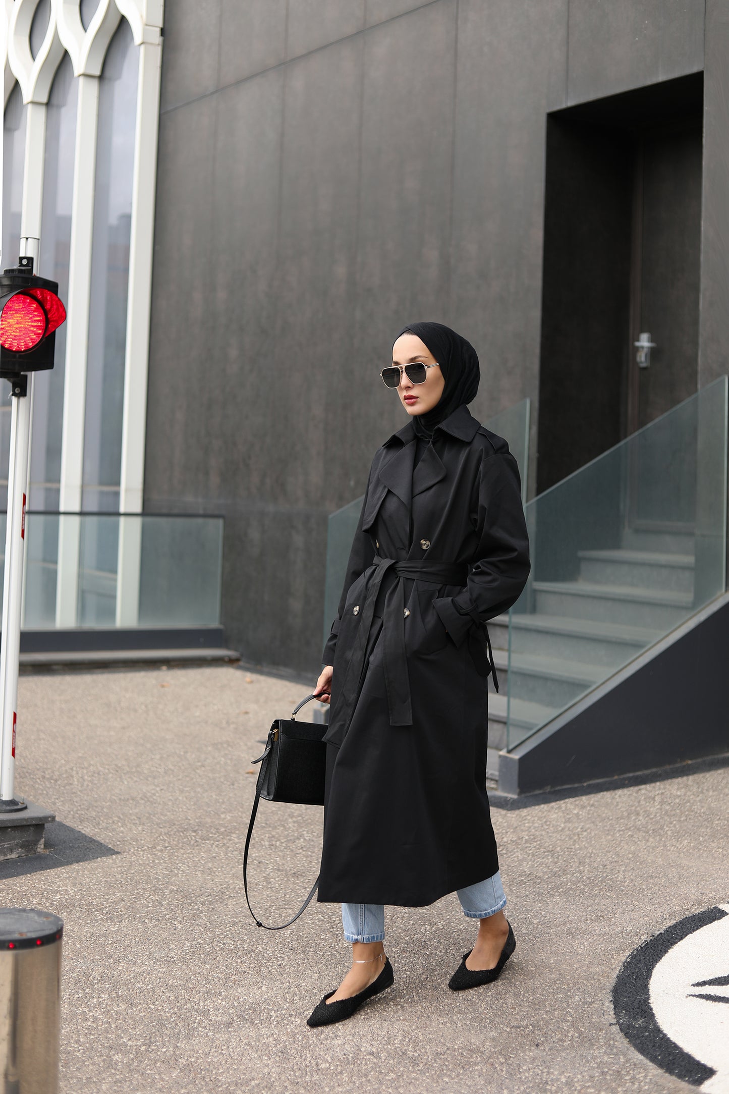 BASIC MAXI TRENÇKOT SİYAH