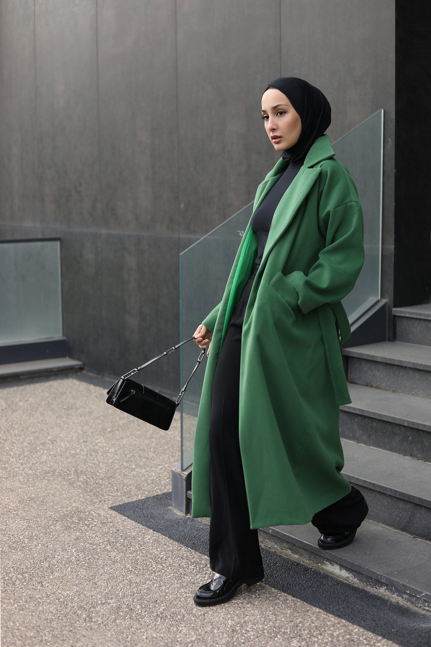 KUŞAKLI OVERSIZE KABAN YEŞİL