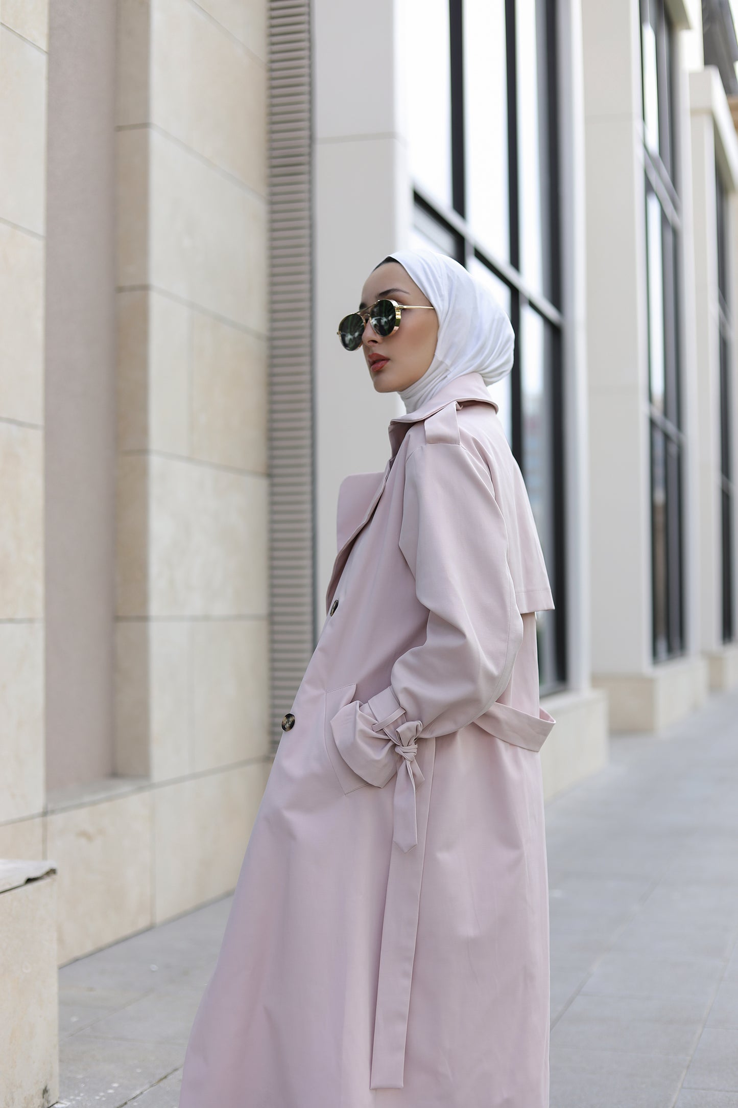 BASIC MAXI TRENÇKOT PEMBE