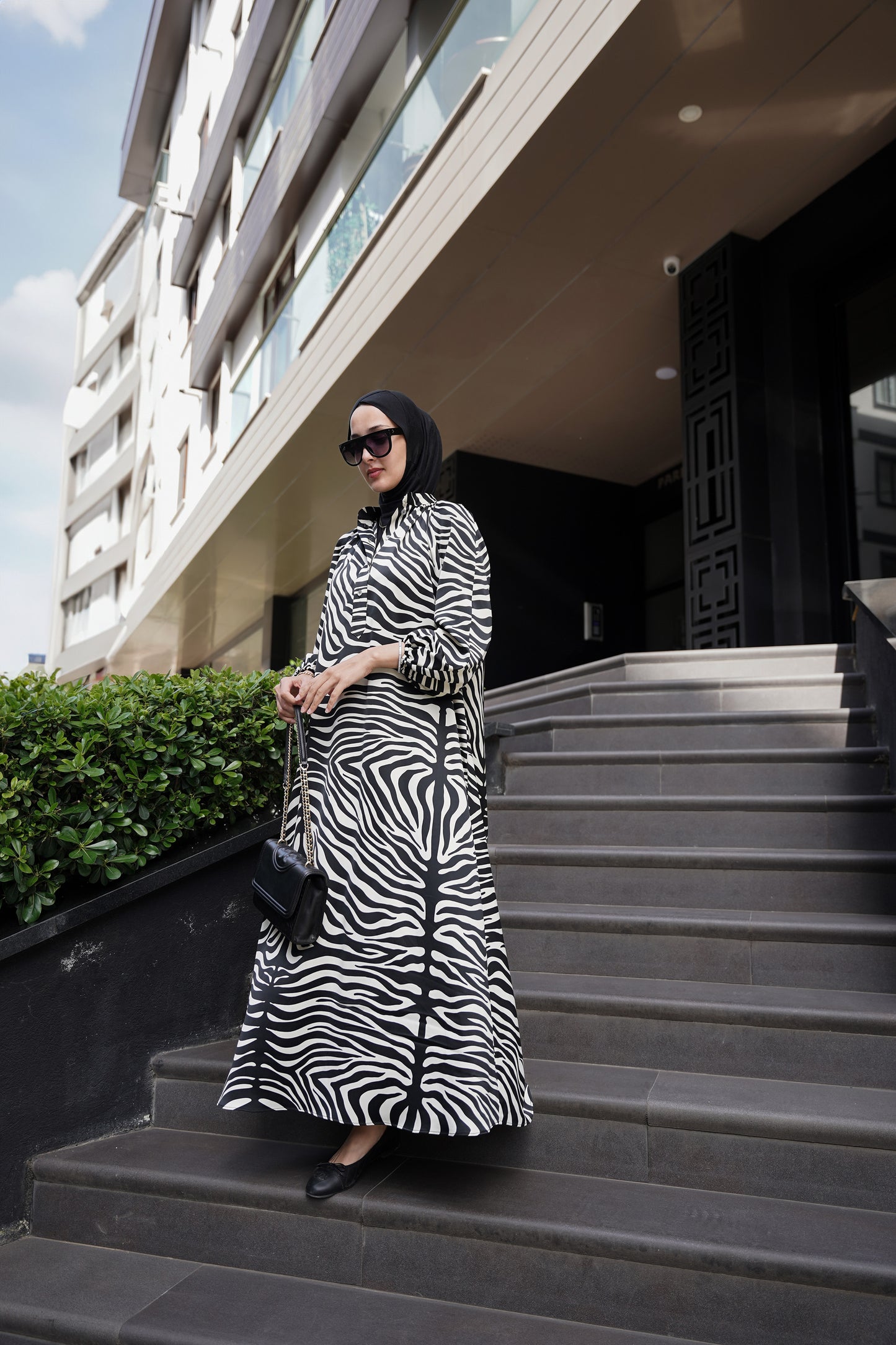 Zebra Saten Elbise ♡