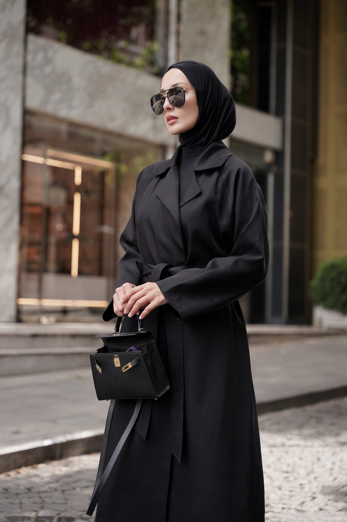 Kemerli Oversize Trençkot Siyah