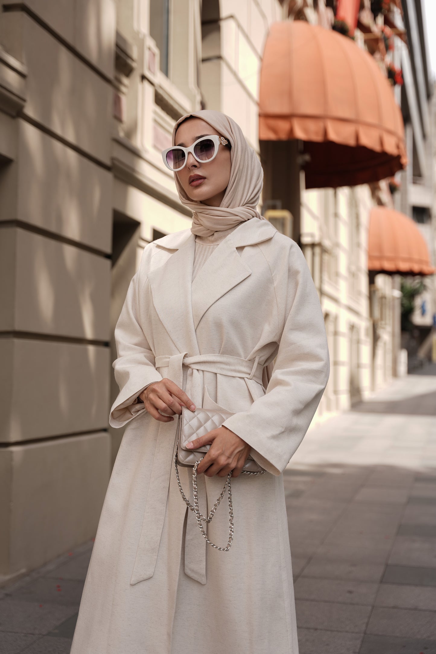 Kemerli Oversize Keten Trençkot