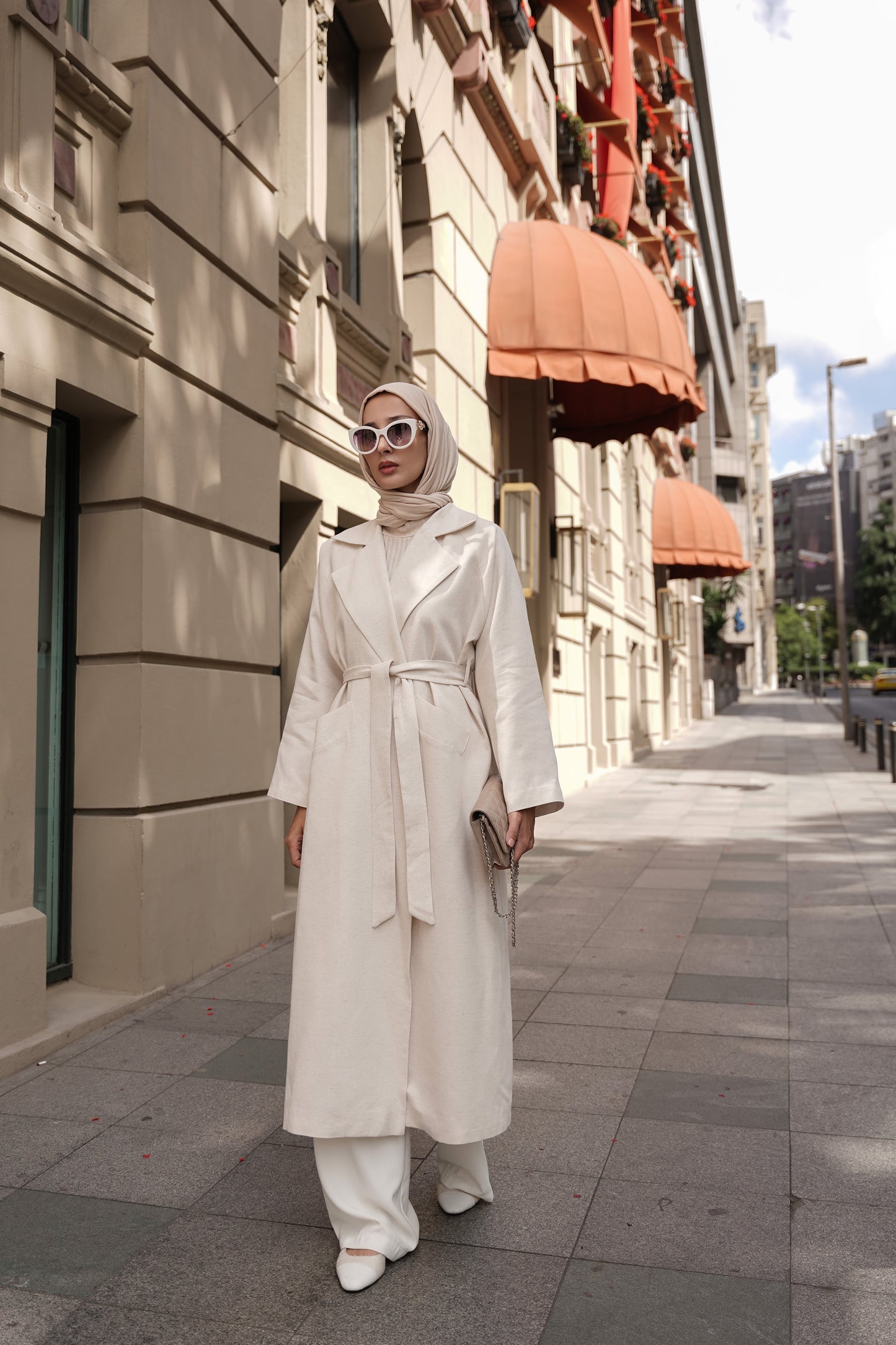 Kemerli Oversize Keten Trençkot
