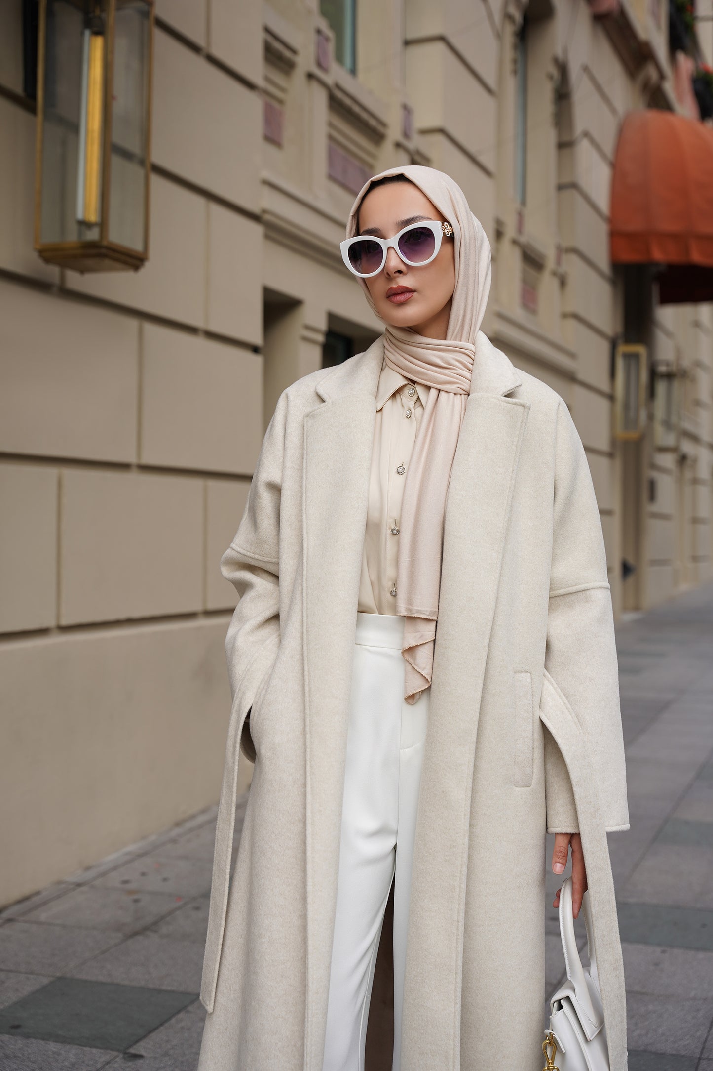 CASHMERE YÜN KARIŞIMLI MAXI KABAN - Bej