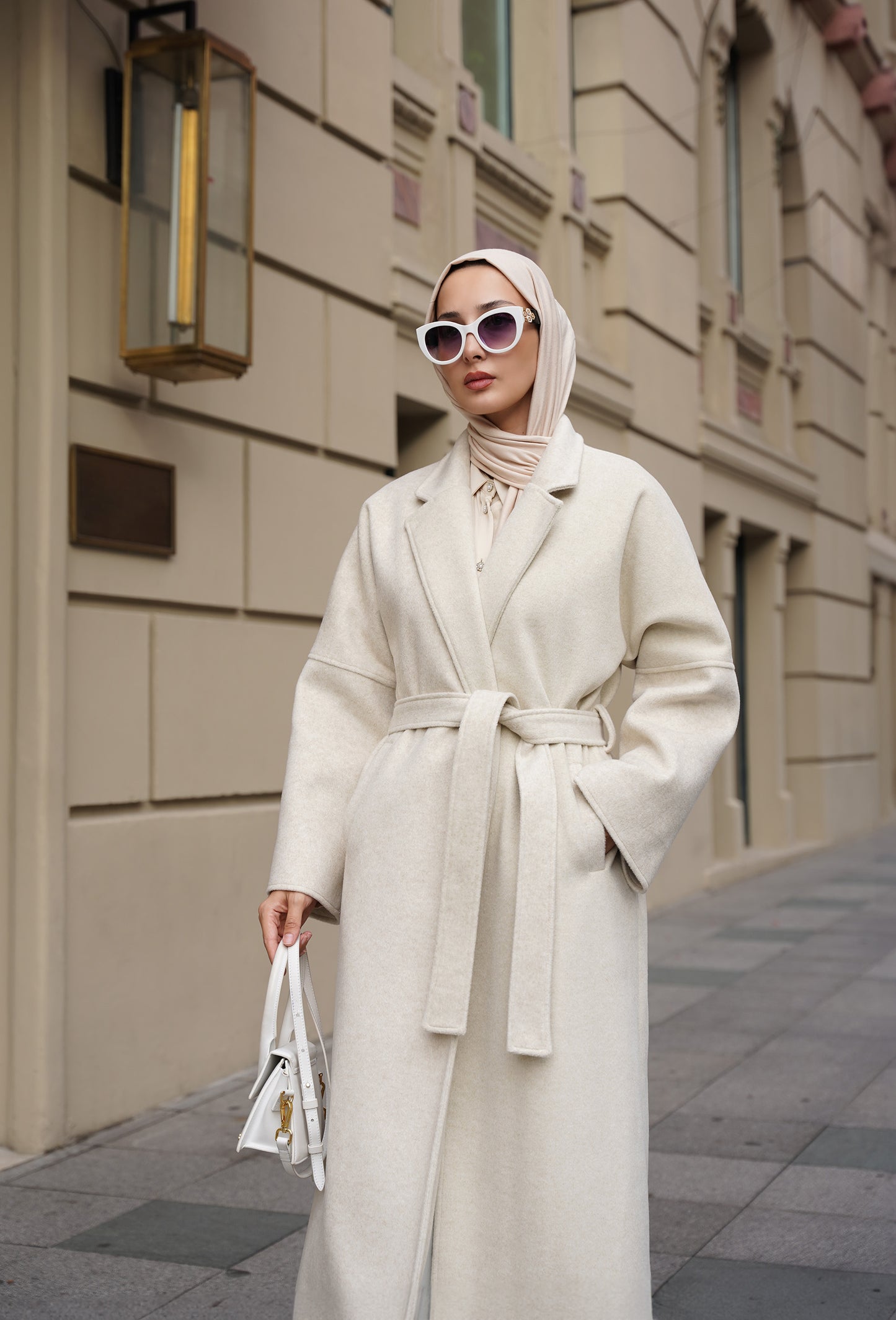 CASHMERE YÜN KARIŞIMLI MAXI KABAN - Bej