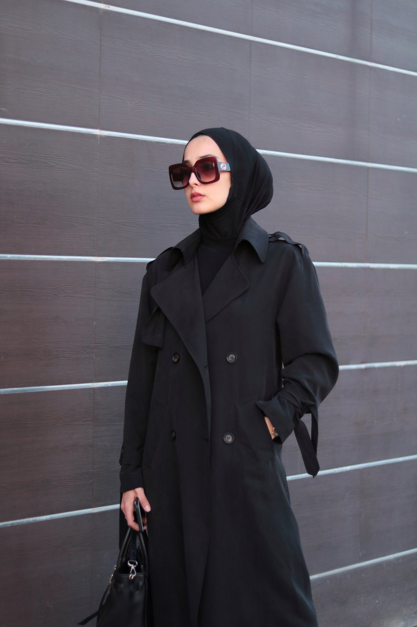 Basic Eskitme Siyah Trençkot