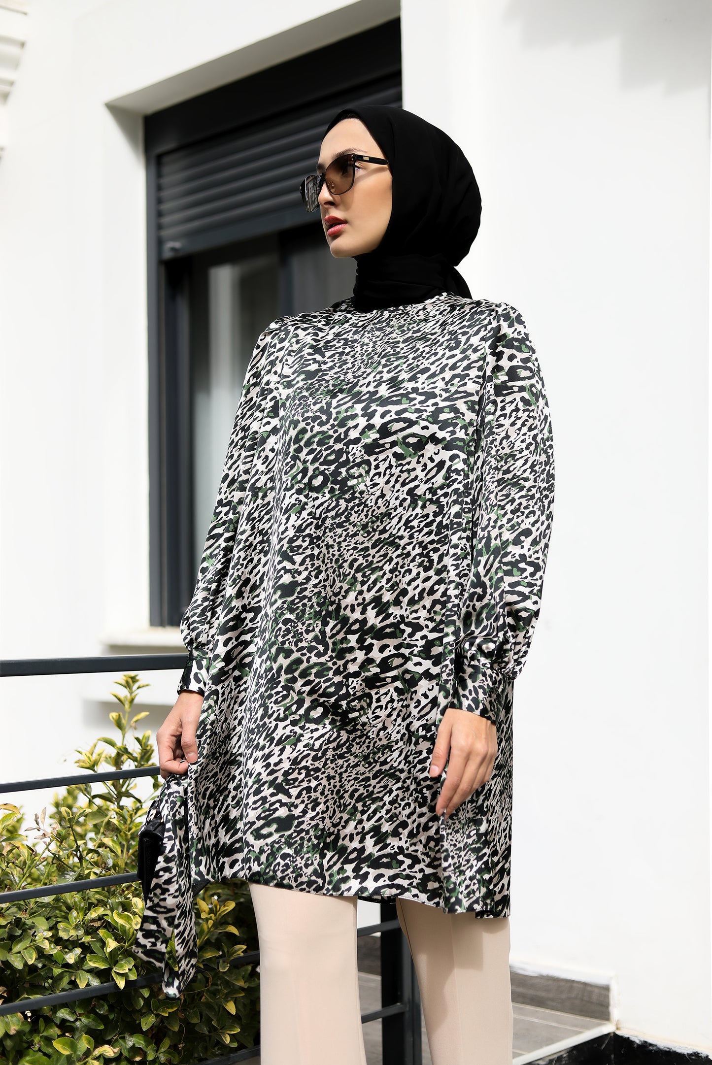 Leopar Karpuz Kol Tunik