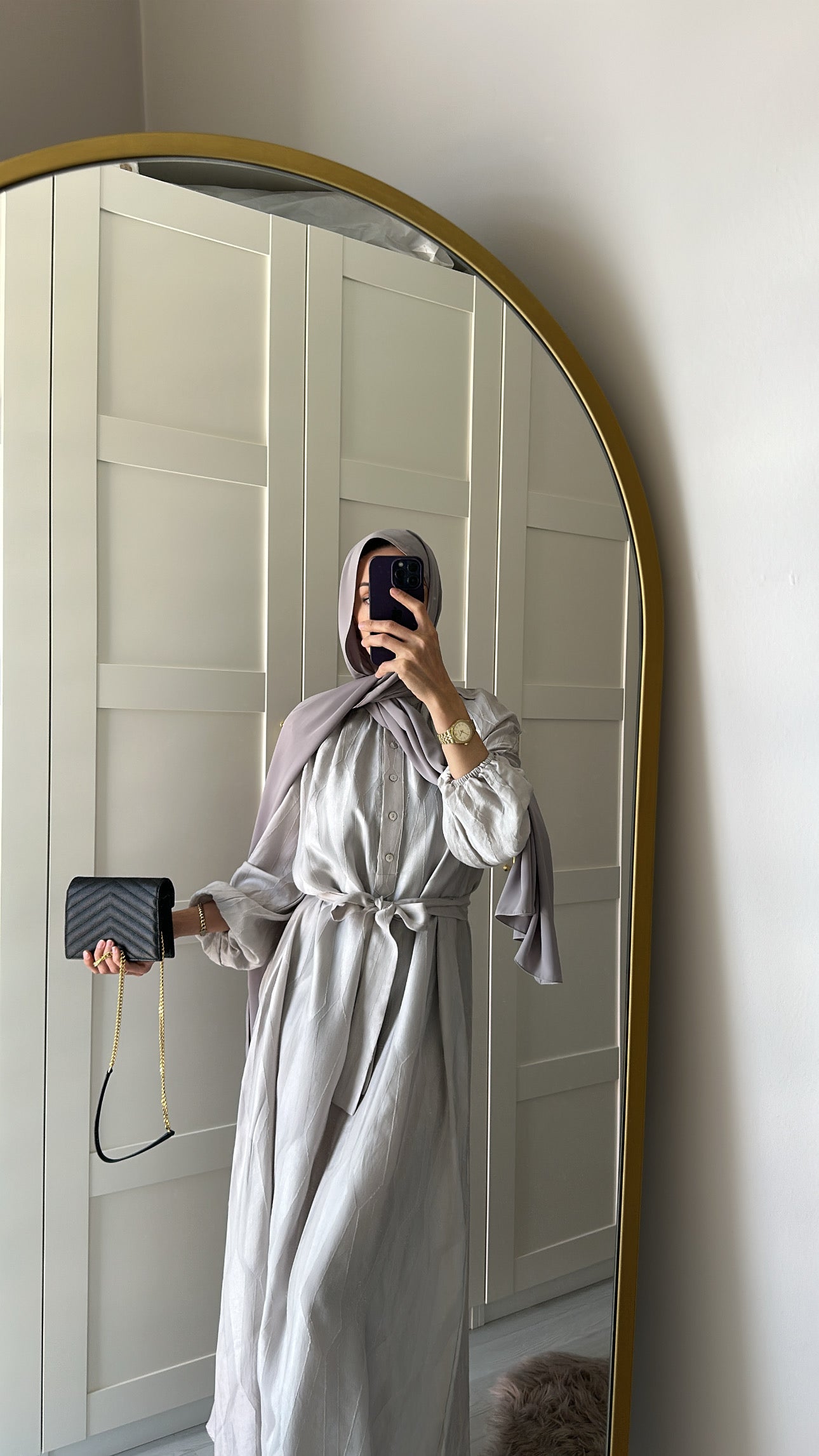 Gümüş Cupro Elbise ♡