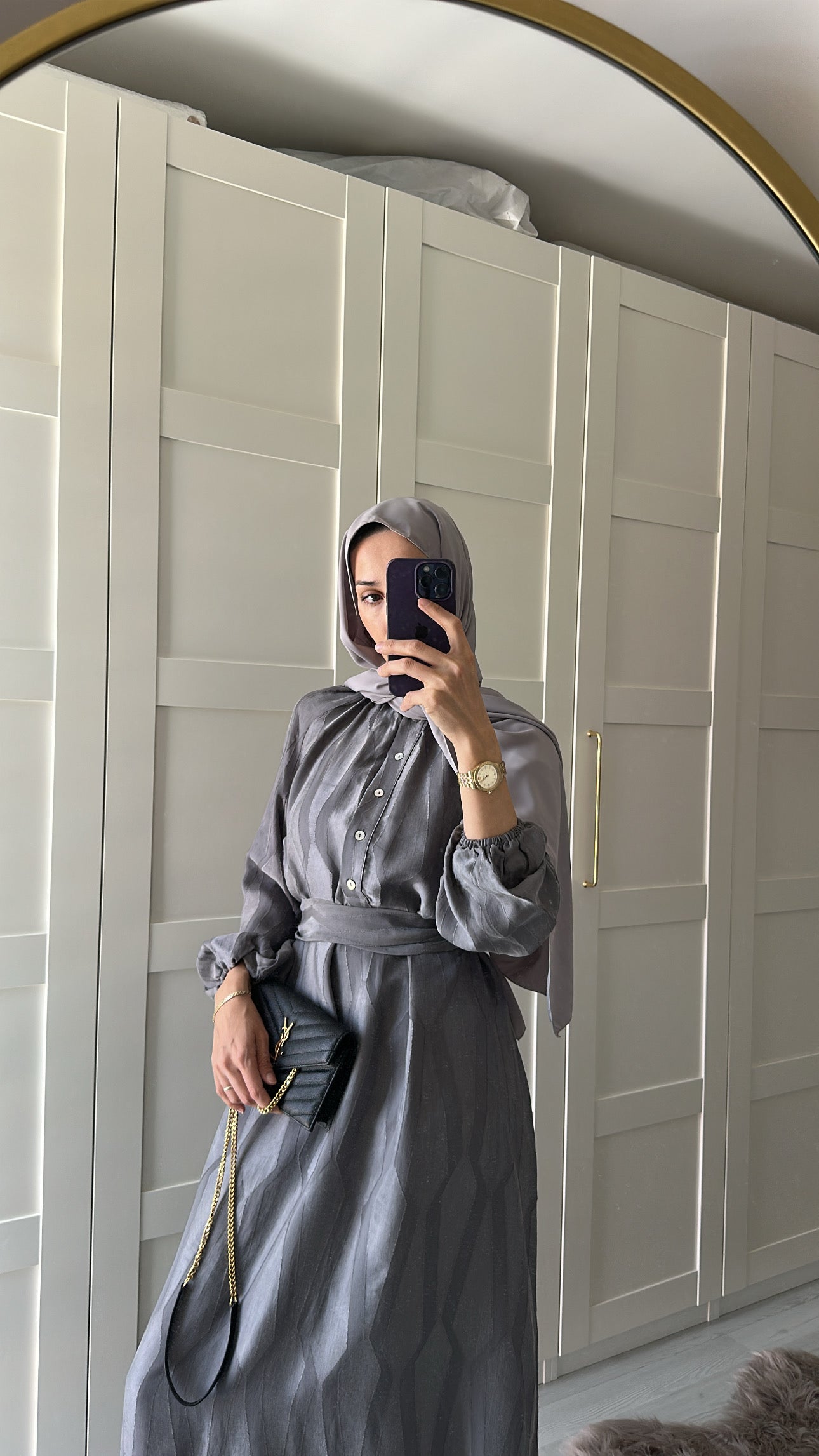 Antrasit Cupro Elbise ♡