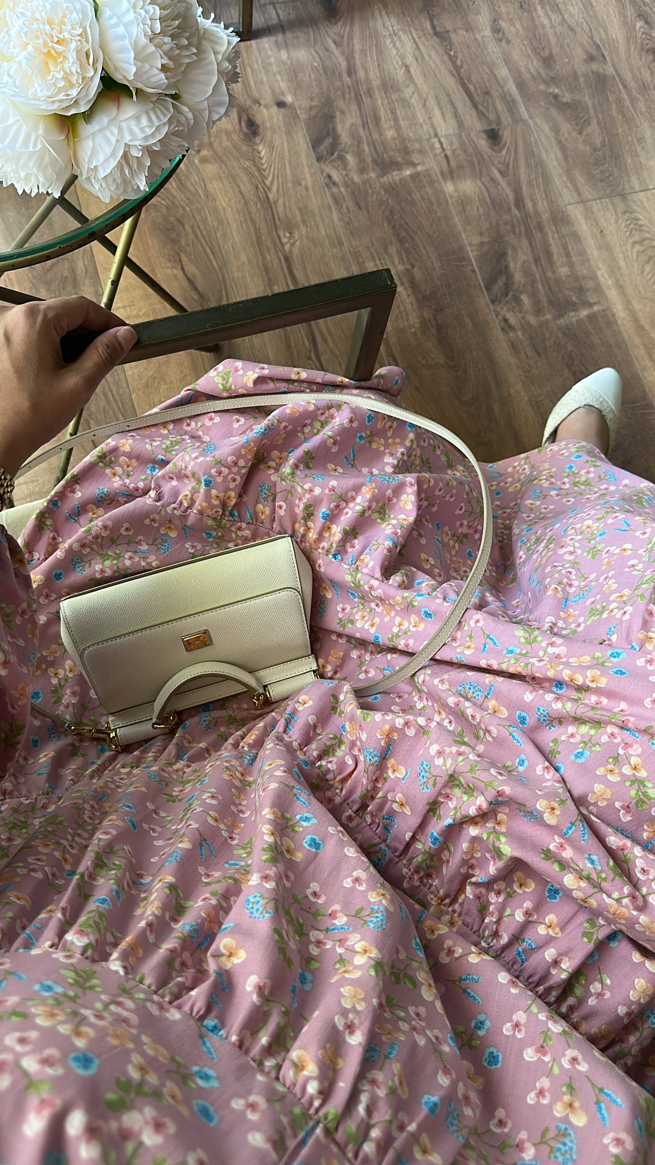 Çiçekli Pembe Keten Elbise - LIMITED EDITION